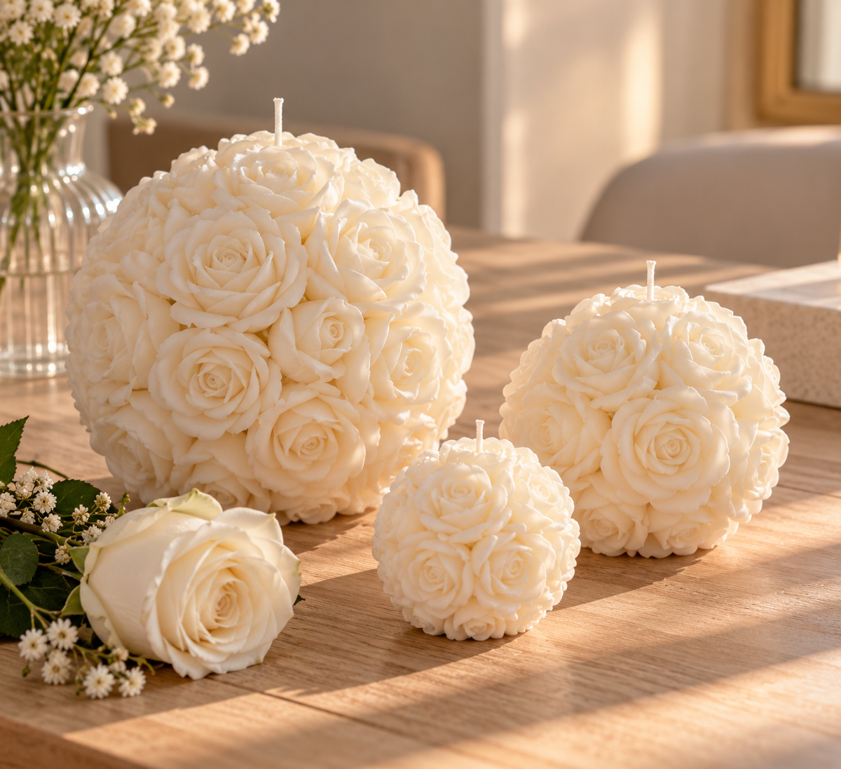 Bougie Boule de Rose